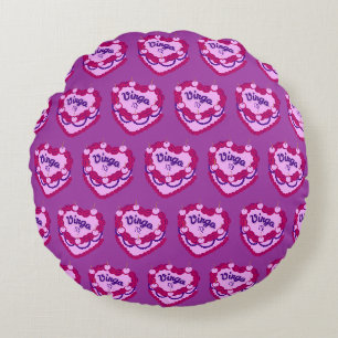 Virgo Zodiac Coquette Heart Birthday Cake Round Cushion