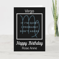 Virgo Zodiac Fun Quote in Black & White Birthday
