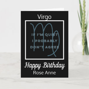 Virgo Zodiac Fun Quote in Black & White Birthday Card