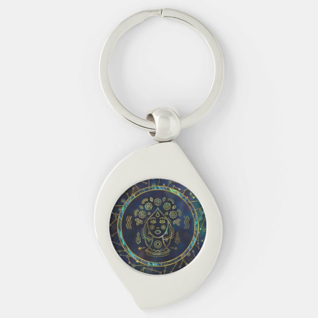 Virgo Zodiac Gold Abalone on Constellation Key Ring (Front)