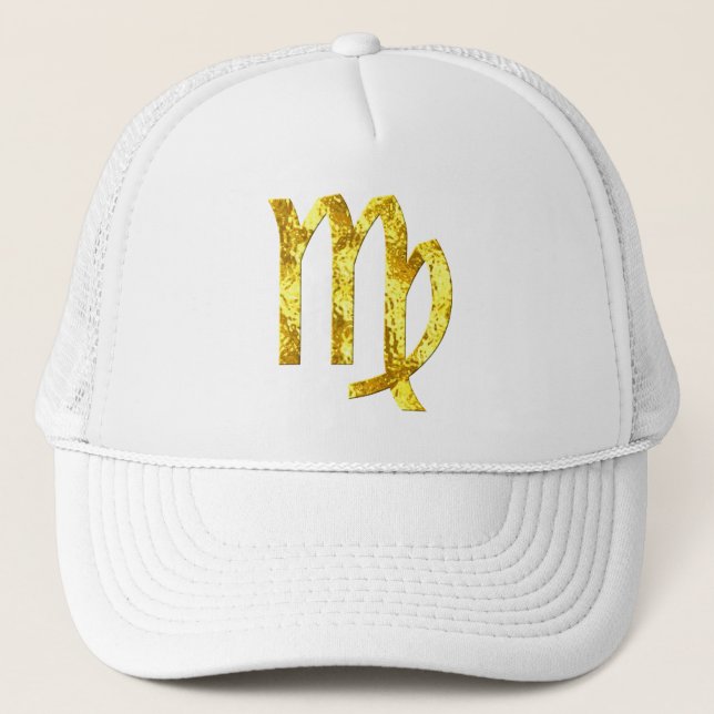 Virgo Zodiac Gold Symbol Trucker Hat (Front)