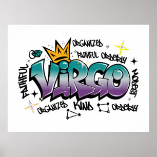 Virgo zodiac graffiti poster