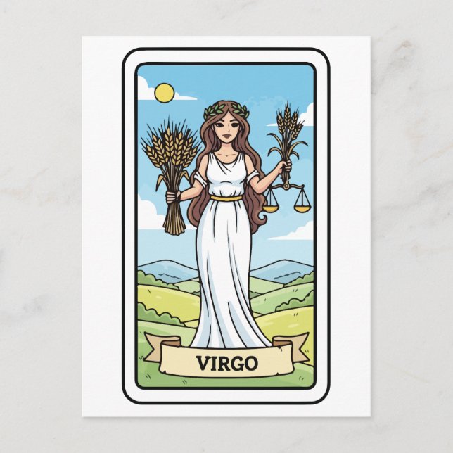  Virgo Zodiac Illustration Tarot Style Postcard (Front)