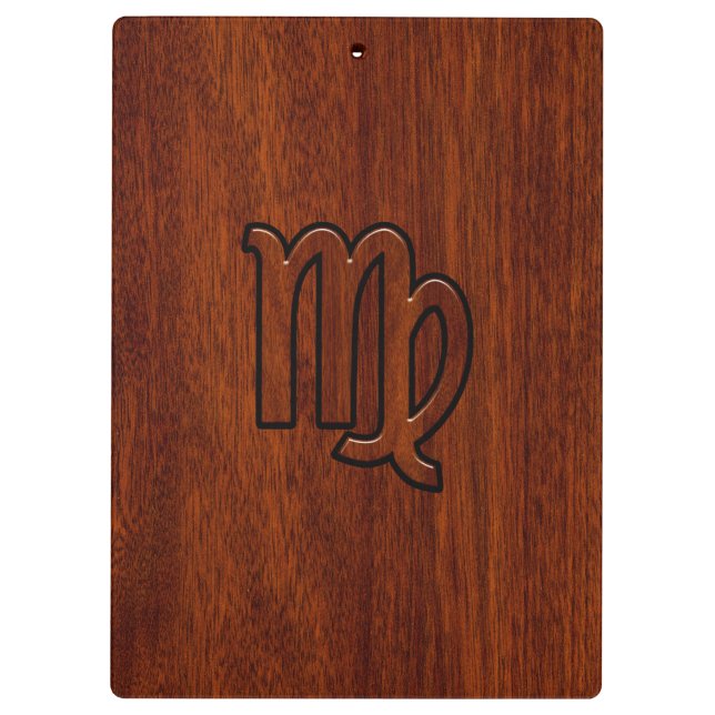 Virgo Zodiac in Mahogany wood style Clipboard (Back)