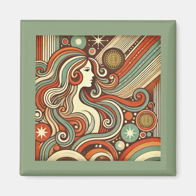Virgo Zodiac Magnet Retro Design (Front)