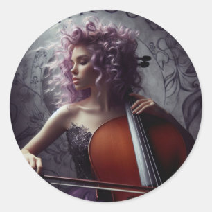 Virgo Zodiac Musician Cello Classic Round Sticker