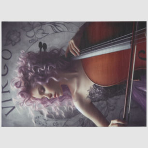 Virgo Zodiac Musician Cello Decoupage  Tissue Paper