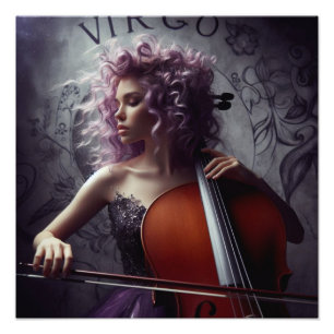 Virgo Zodiac Musician Cello Photo Print