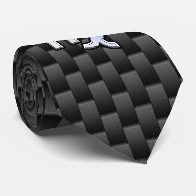 Virgo Zodiac on Charcoal Carbon Fibre Print Tie (Rolled)