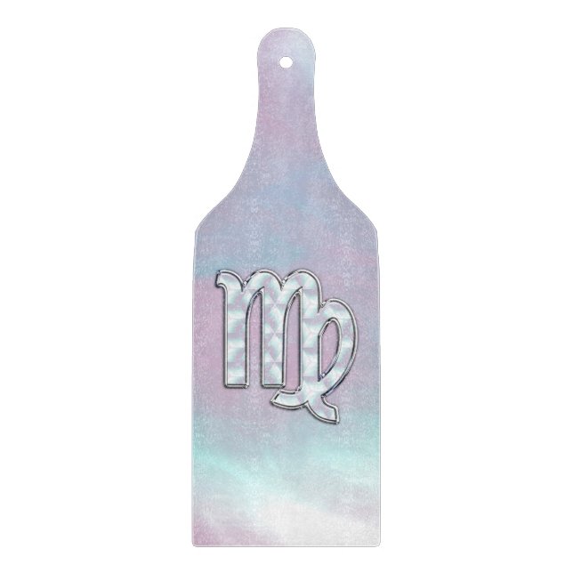 Virgo Zodiac on Pastels Nacre Mother of Pearl Cutting Board (Front)
