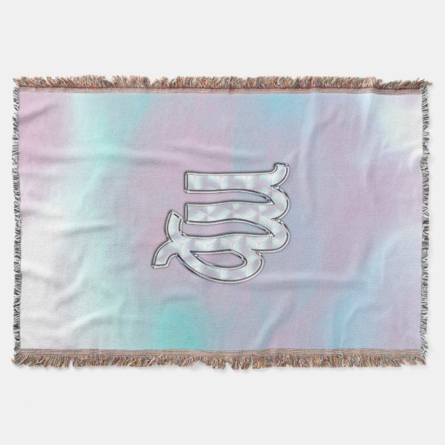 Virgo Zodiac on Pastels Nacre Mother of Pearl Throw Blanket (Front)