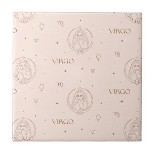 Virgo Zodiac Pattern in Brown and Burgundy Tile