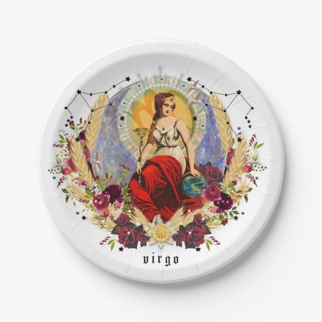 Virgo Zodiac September Birthday Part Paper Plate (Front)