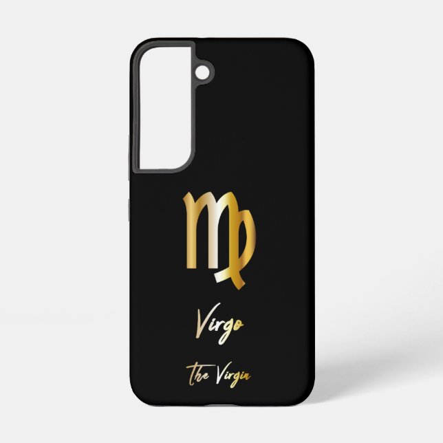 Virgo Zodiac Sign, Black & Gold  Samsung Galaxy S22 Case (Back)