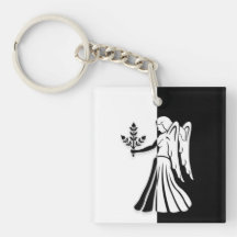 Virgo Zodiac Sign, Black & White Keychain