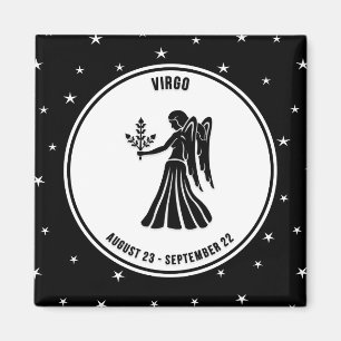 Virgo Zodiac Sign, Black & White Magnet