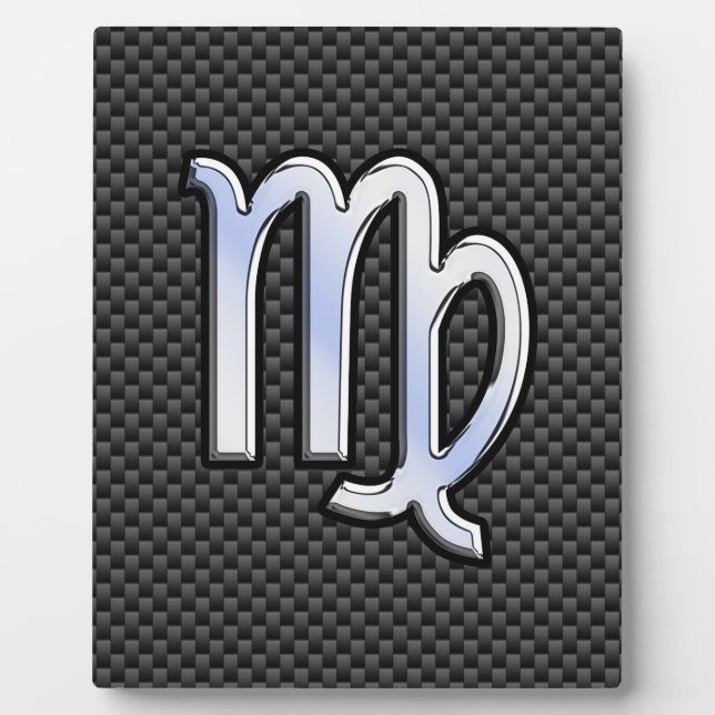 Virgo Zodiac Sign Charcoal Carbon Fiber Print Plaque (Front)
