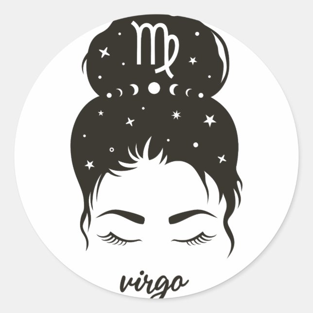 Virgo Zodiac Sign Classic Round Sticker (Front)