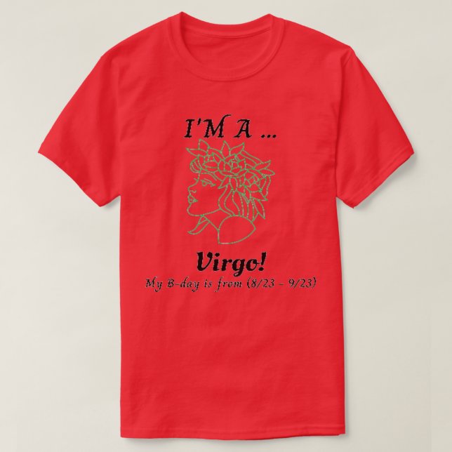Virgo Zodiac Sign Design T-Shirt (Design Front)