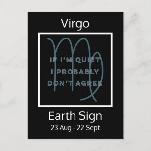 Virgo Zodiac Sign Fun Quote in Blue and White Post Postcard