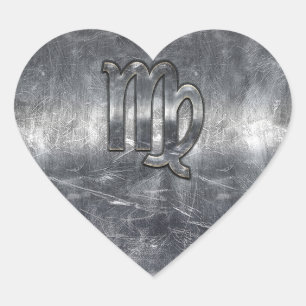 Virgo Zodiac Sign Grunge Distressed Style Heart Sticker