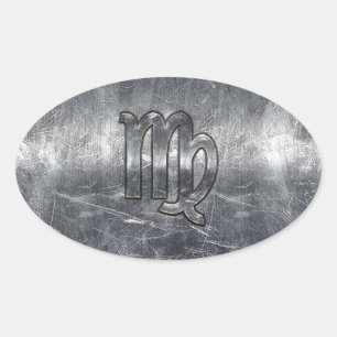 Virgo Zodiac Sign Grunge Distressed Style Oval Sticker