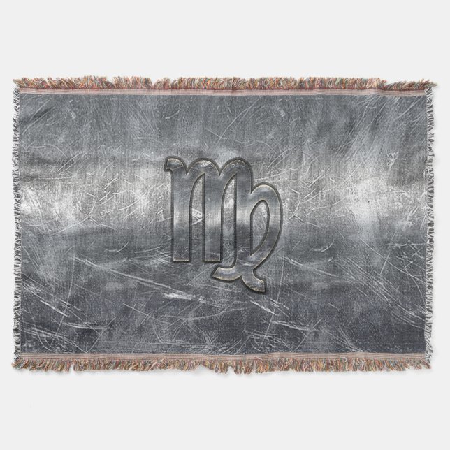Virgo Zodiac Sign Grunge Distressed Style Throw Blanket (Front)