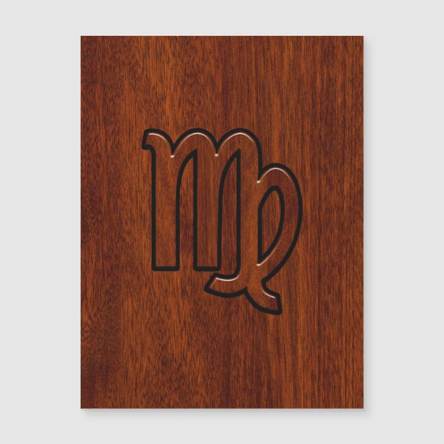 Virgo Zodiac Sign in Brown Mahogany Style (Front)