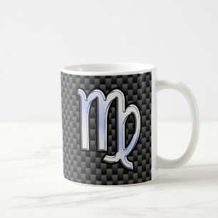 Virgo Zodiac Sign in Charcoal Carbon Fibre Print Coffee Mug