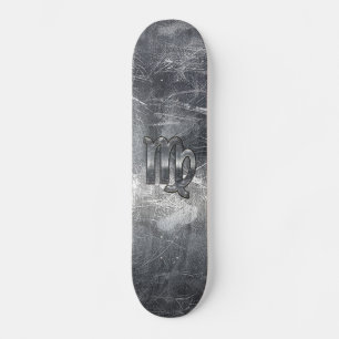 Virgo Zodiac Sign in Grunge Distressed Style Decor Skateboard