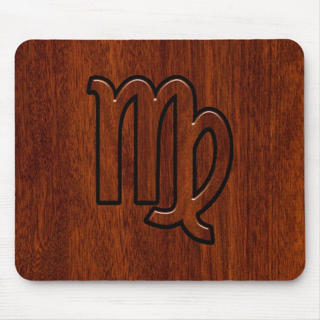 Virgo Zodiac Sign in Mahogany Style Mouse Mat (Front)