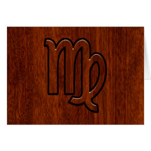 Virgo Zodiac Sign in Mahogany wood style