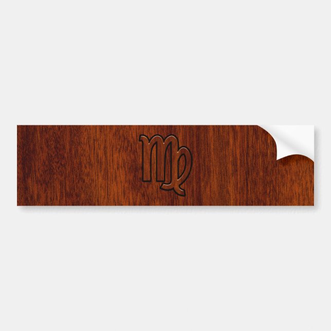Virgo Zodiac Sign in Mahogany wood style Bumper Sticker (Front)
