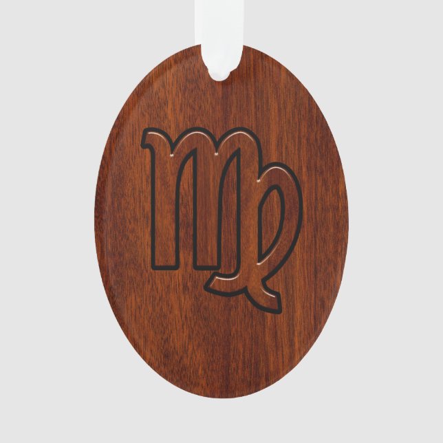 Virgo Zodiac Sign in Mahogany wood style Ornament (Front)