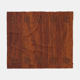 Virgo Zodiac Sign in Rich Mahogany Wood Style Fleece Blanket