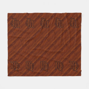 Virgo Zodiac Sign in Rich Mahogany Wood Style Fleece Blanket