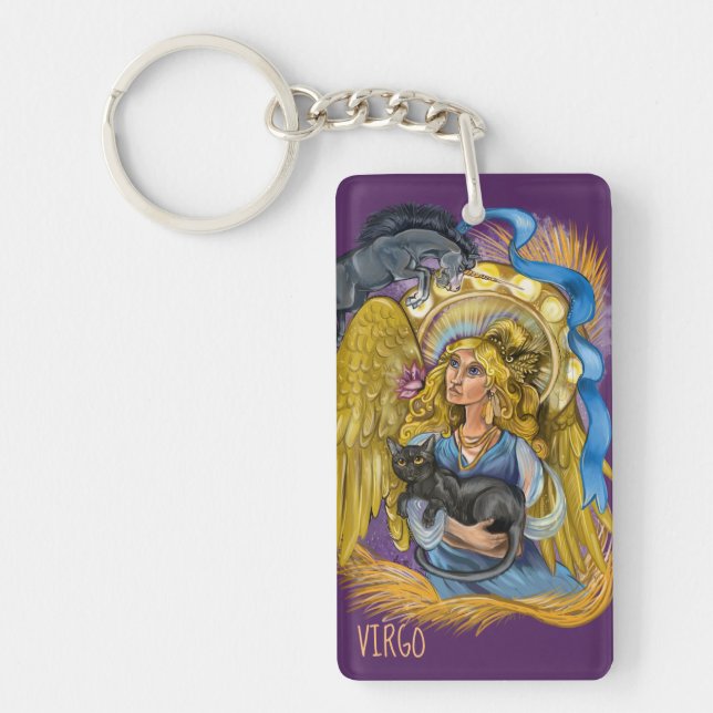 Virgo Zodiac Sign Key Ring (Front)