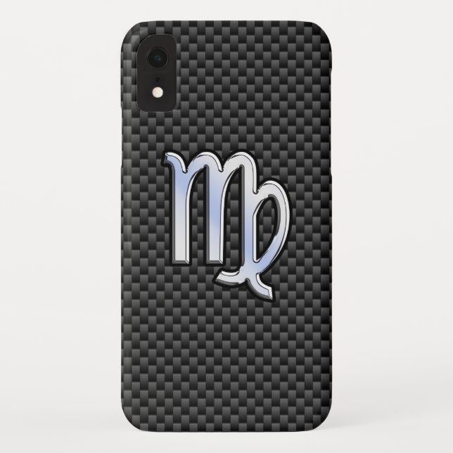 Virgo Zodiac Sign on Charcoal Black Carbon Fibre Case-Mate iPhone Case (Back)