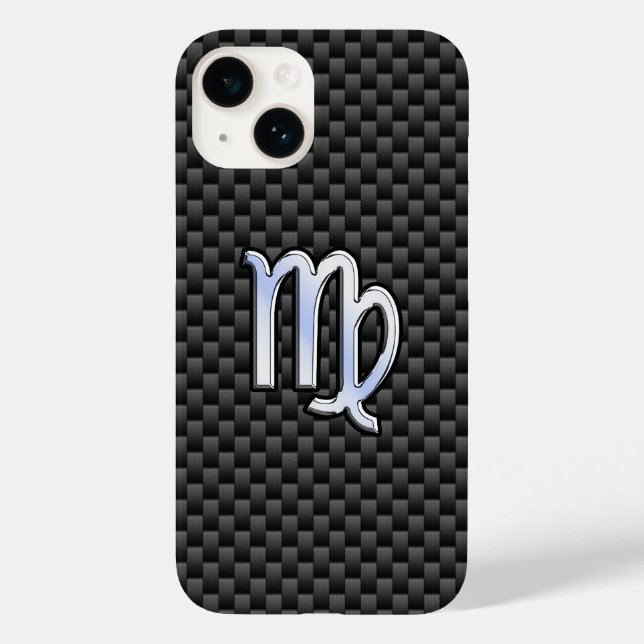 Virgo Zodiac Sign on Charcoal Carbon Fibre Case-Mate iPhone Case (Back)