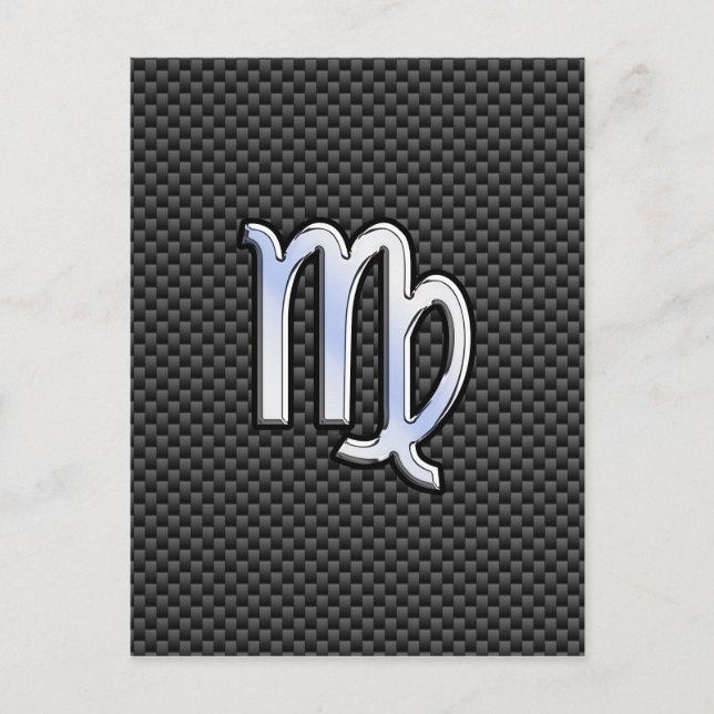 Virgo Zodiac Sign on Charcoal Carbon Fibre Print Postcard (Front)