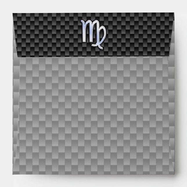 Virgo Zodiac Sign on Charcoal Carbon Fibre Style Envelopes (Back (Top Flap))
