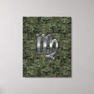 Virgo Zodiac Sign on Green Digital Camo