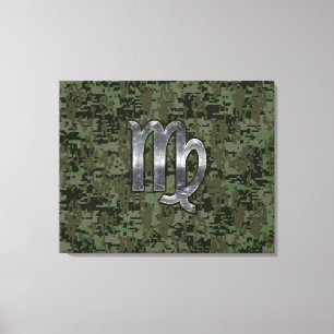Virgo Zodiac Sign on Green Digital Camo