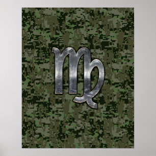 Virgo Zodiac Sign on Green Digital Camo