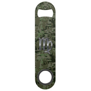 Virgo Zodiac Sign on Green Digital Camouflage