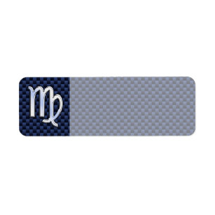 Virgo Zodiac Sign on Navy Blue Carbon Fibre Print