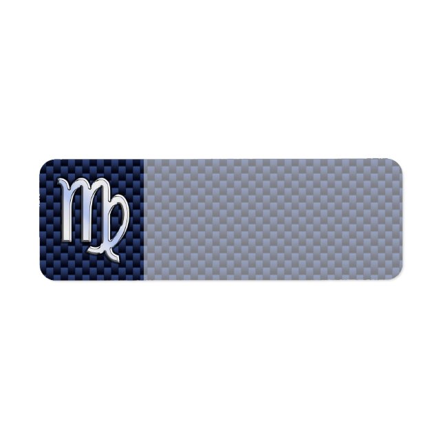 Virgo Zodiac Sign on Navy Blue Carbon Fibre Print (Front)