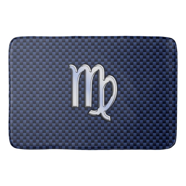 Virgo Zodiac Sign on Navy Blue Decor Bath Mat (Front)