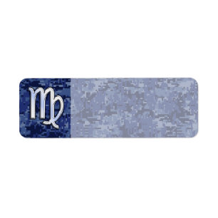 Virgo Zodiac Sign on Navy Blue Digital Camo