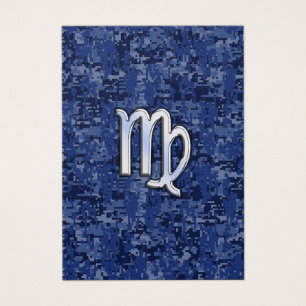 Virgo Zodiac Sign on Navy Blue Digital Camo